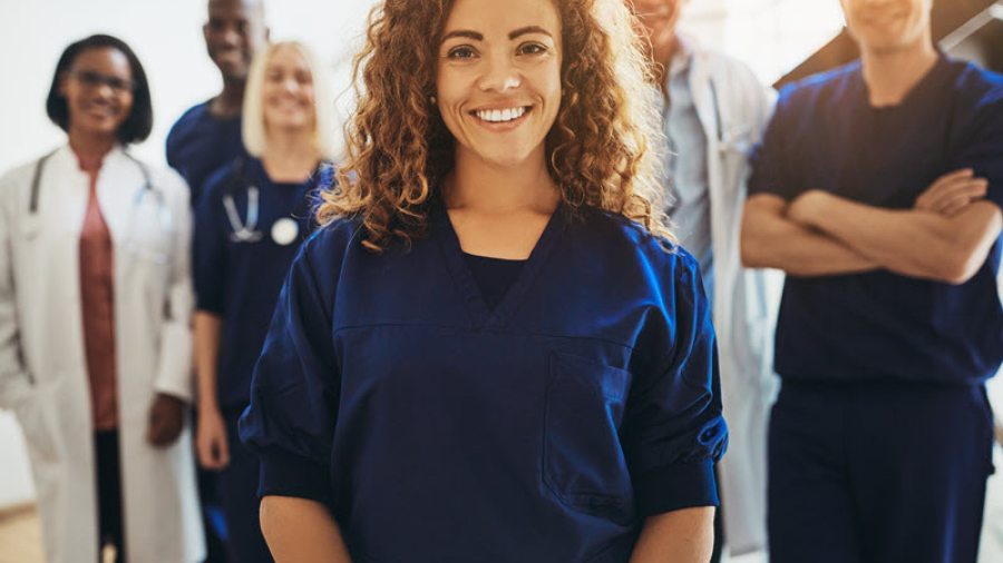 Smiling doctors and nurses