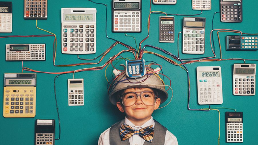 Kid with calculators 