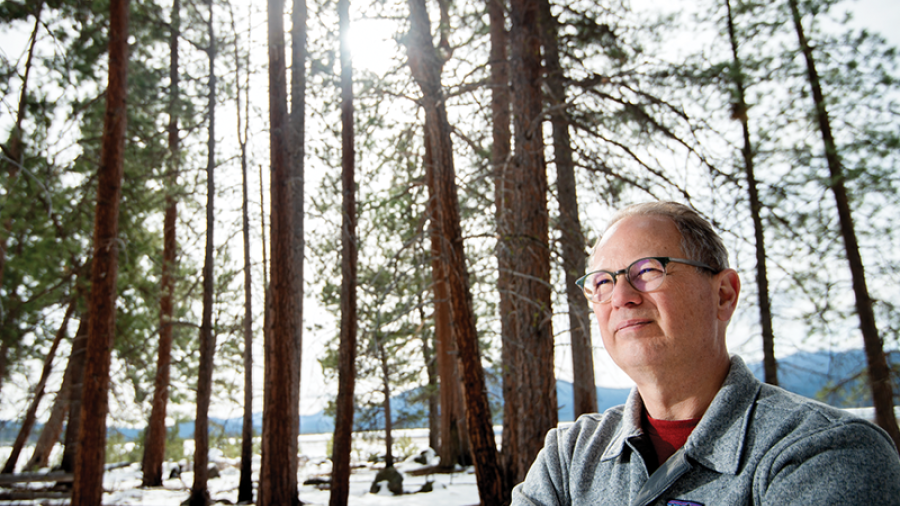 Aaron Crane in the woods