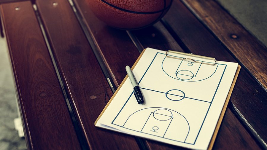 Basketball and gameboard