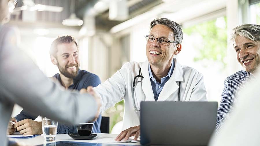 Physicians shaking hands