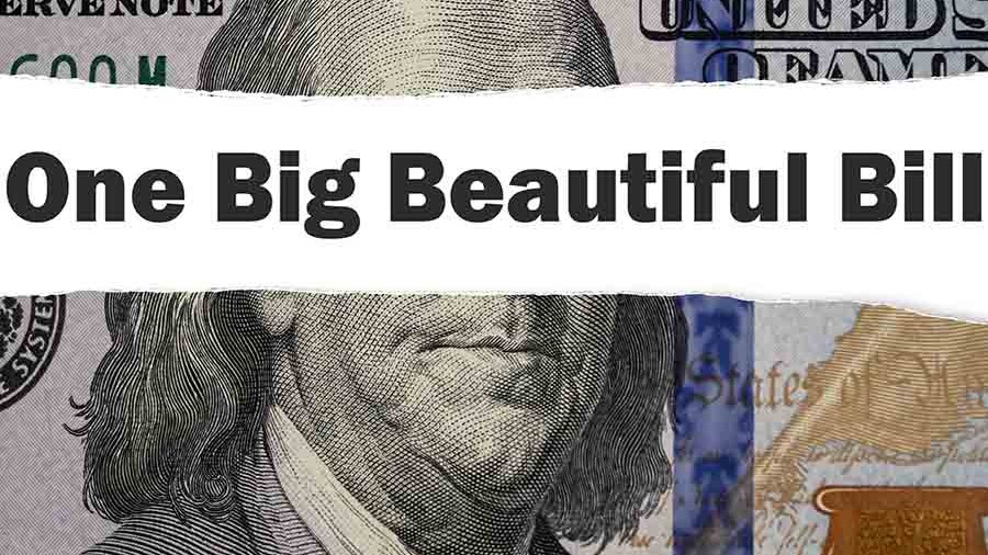 One Big Beautiful Bill text over money