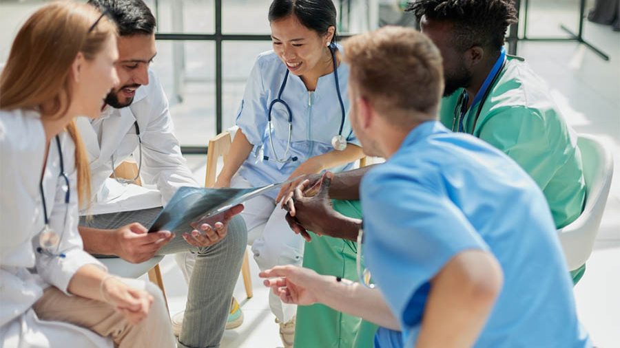 Doctors and nurses working together