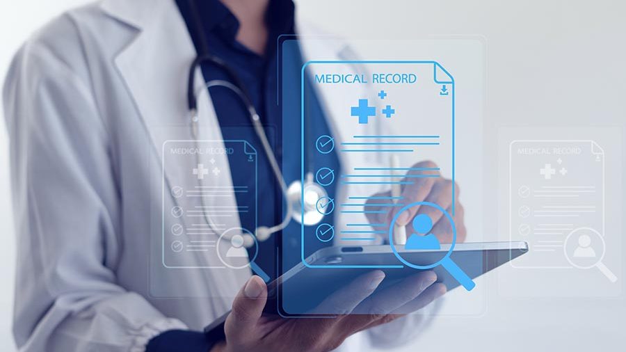 Doctor with clinical documentation