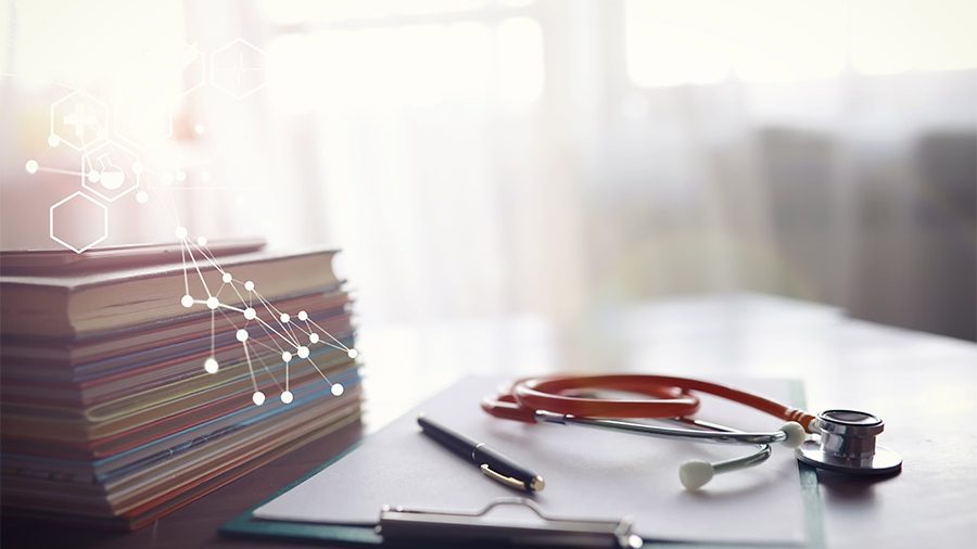 Books and a stethoscope