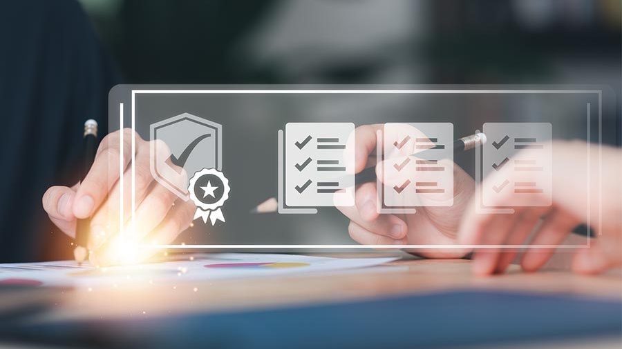 Consultant completing a survey