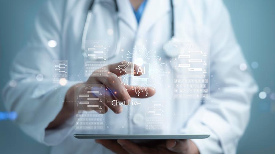 Physician using AI chat