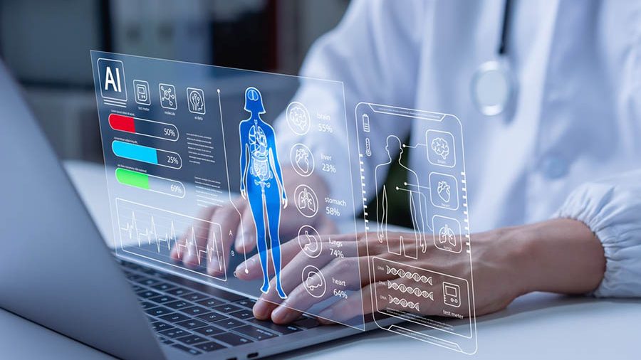 Clinician using AI