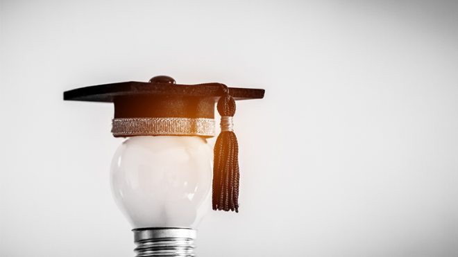 Light bulb and graduate hat