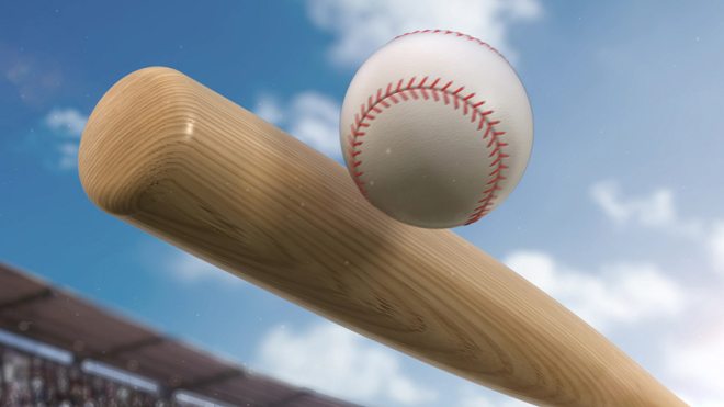 Baseball bat hitting a ball