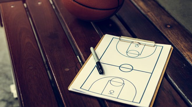 Basketball and gameboard