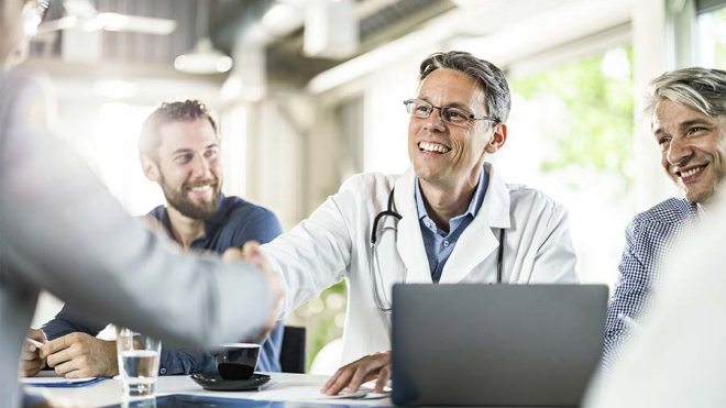 Physicians shaking hands