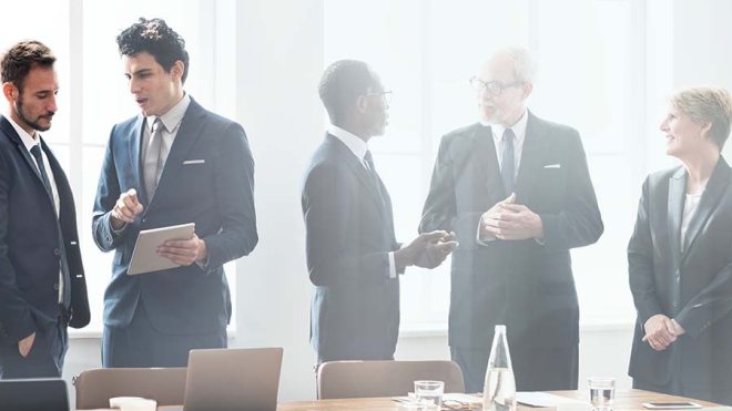 Board members at a meeting