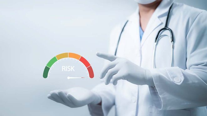 Doctor with a risk meter