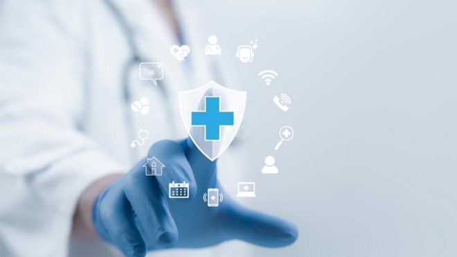 Doctor wearing gloves