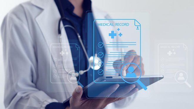 Doctor with clinical documentation