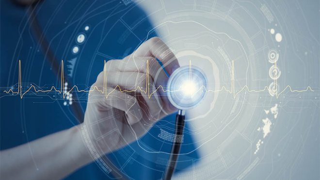 Doctor using a stethoscope 