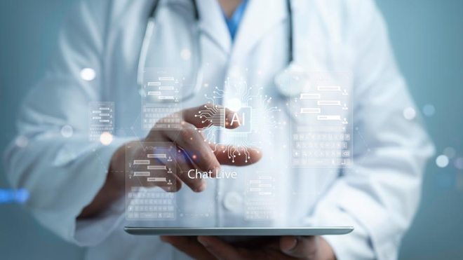 Physician using AI chat