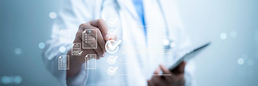 Doctor with a tablet and checklist