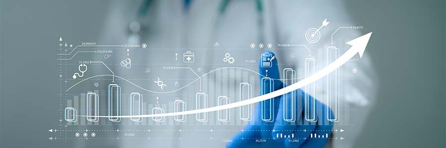 Doctor reviewing analytics