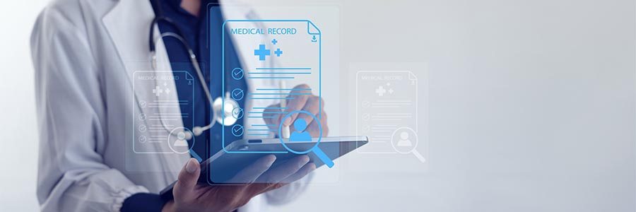 Doctor with clinical documentation