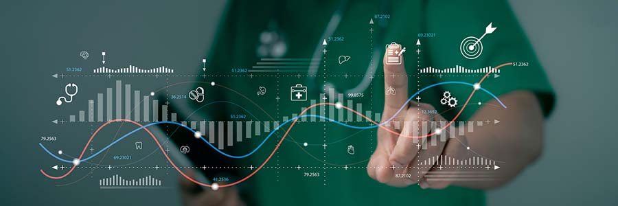 Physician reviewing analytic data