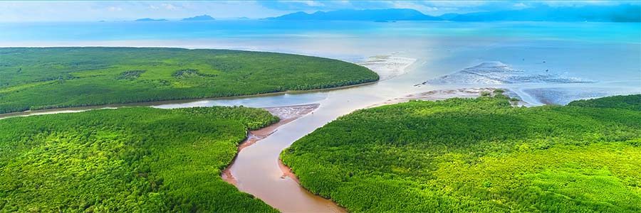 River flowing into a lake