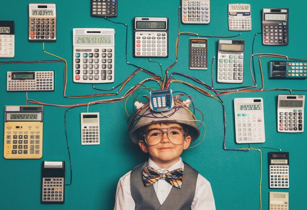 Kid with calculators 