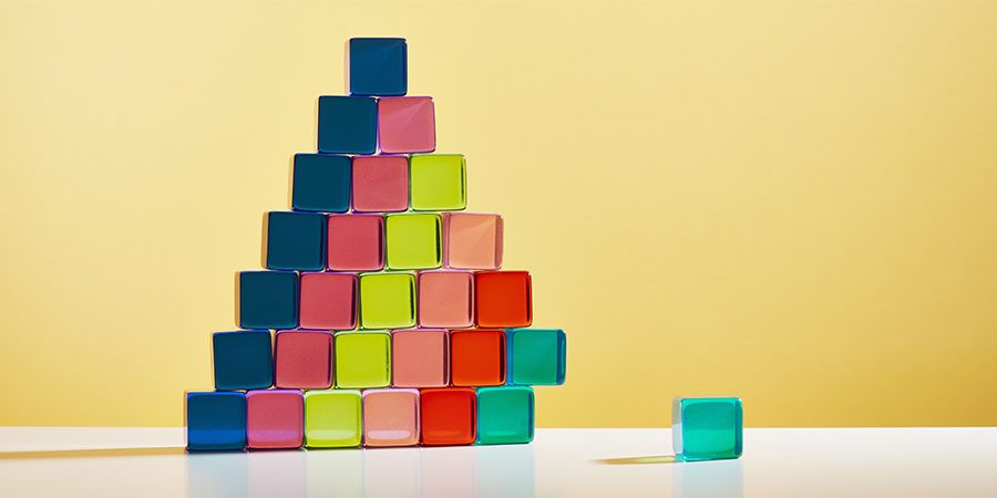 Blocks stacked up into a triangle